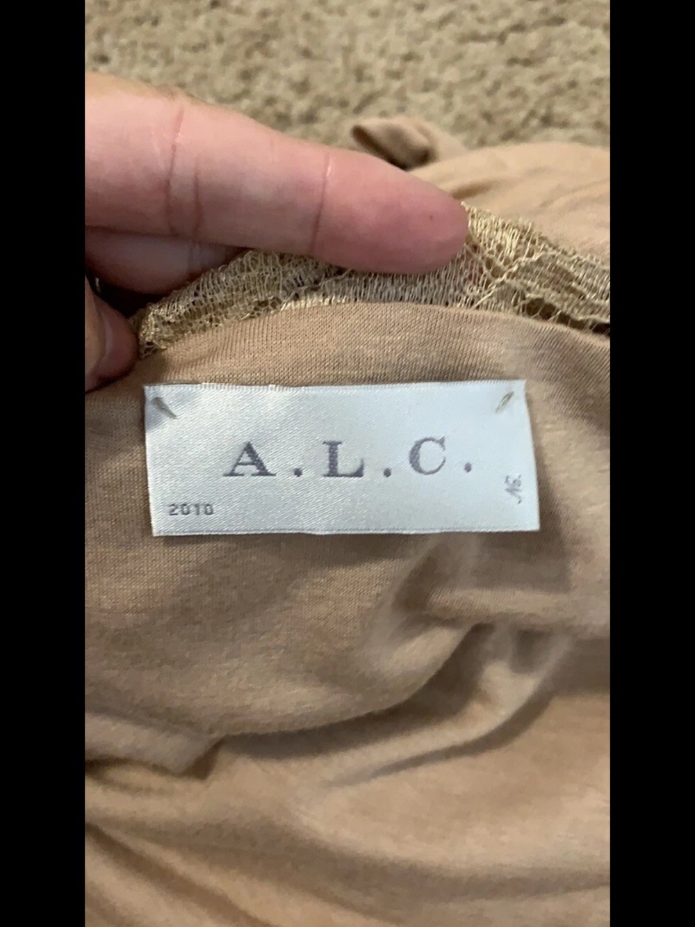 A.L.C. Black Ruched Long Sleeve Dress with Lace Cut-Out Back SM EC - Picture 13 of 15